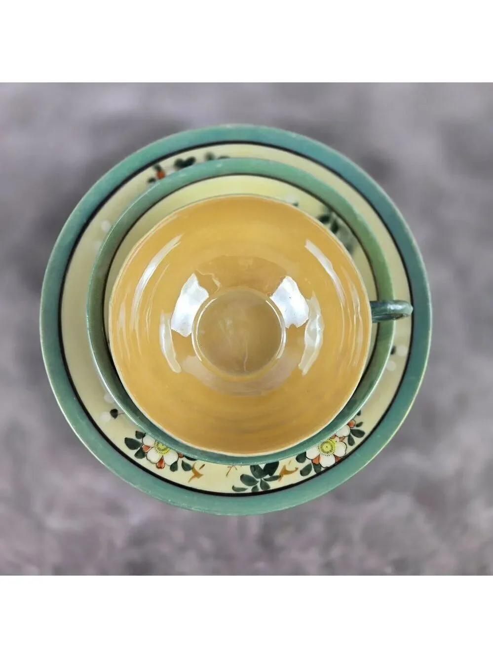Vintage TT Double Diamond Takito Japanese Lusterware 6 Piece Set Tea Cup Plates
